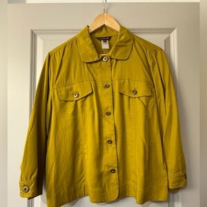 Multiples Women's Blouse Medium Mustard Color 2 Pockets 5 Button Down